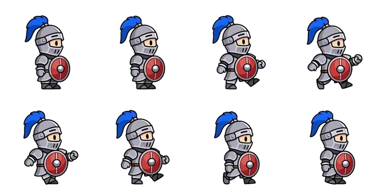 The sprite sheet, 4 by 2 frames